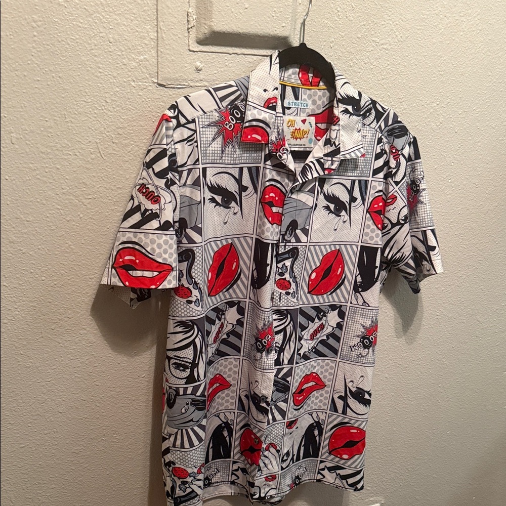 Justice Men's Pop Art Graphic Shirt - Red and Black